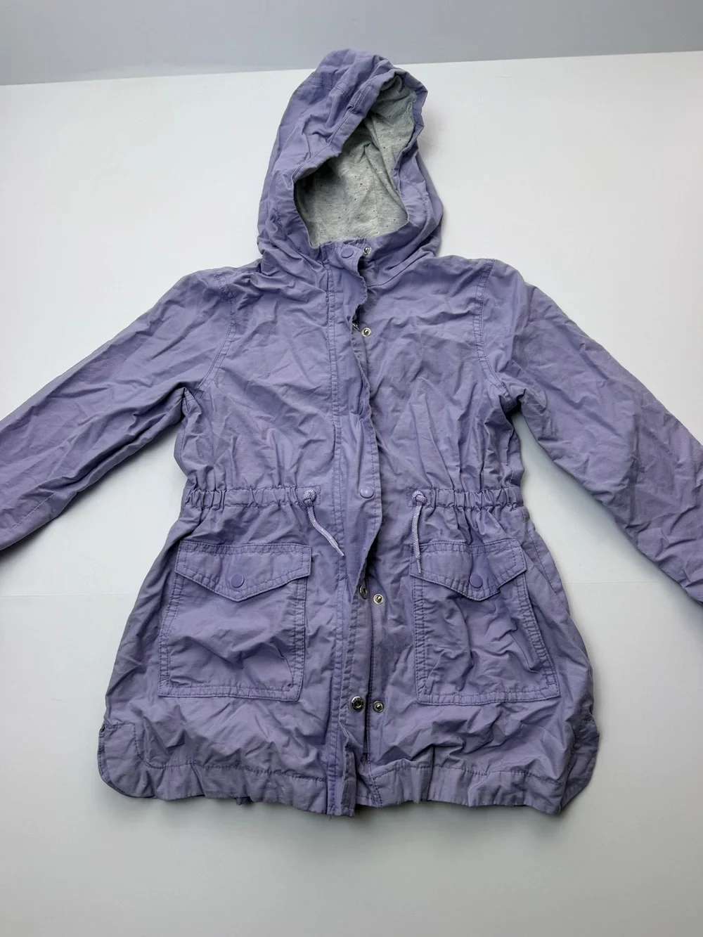 Old Navy Girls Purple Hooded Utility Jacket Size S 6-7 Lightweight Drawstring